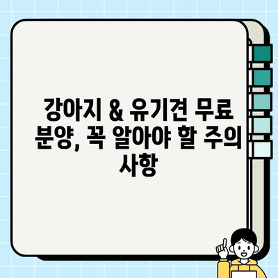 강아지 & 유기견 무료 분양, 꼭 알아야 할 주의 사항 | 입양 전 확인해야 할 7가지 팁