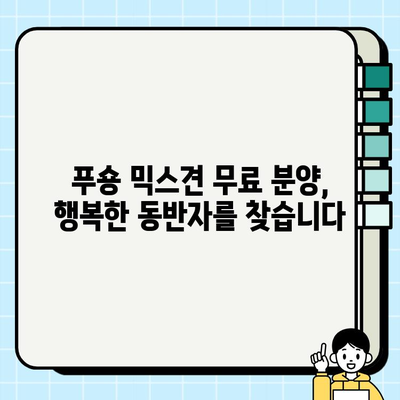 부천에서 무료 분양하는 귀여운 푸숑 믹스견 만나보세요! | 강아지 무료 분양, 푸숑, 믹스견, 부천
