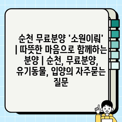 순천 무료분양 