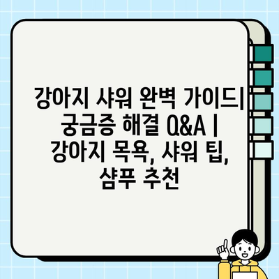 강아지 샤워 완벽 가이드| 궁금증 해결 Q&A | 강아지 목욕, 샤워 팁, 샴푸 추천
