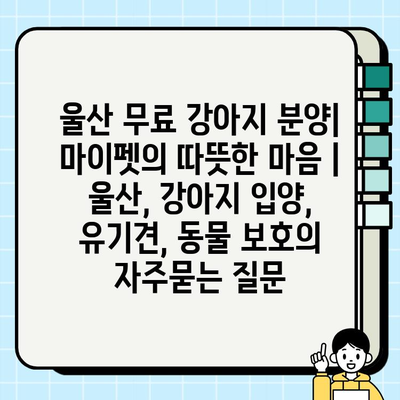 울산 무료 강아지 분양| 마이펫의 따뜻한 마음 | 울산, 강아지 입양, 유기견, 동물 보호