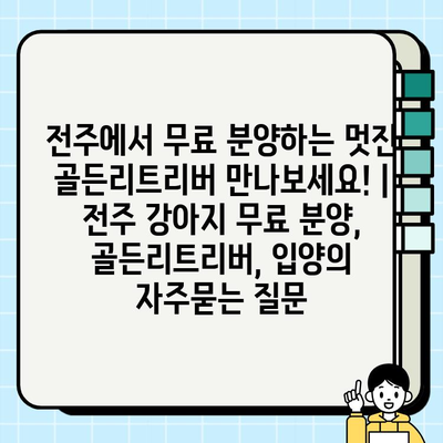 전주에서 무료 분양하는 멋진 골든리트리버 만나보세요! | 전주 강아지 무료 분양, 골든리트리버, 입양