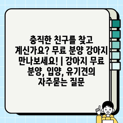 충직한 친구를 찾고 계신가요? 무료 분양 강아지 만나보세요! | 강아지 무료 분양, 입양, 유기견