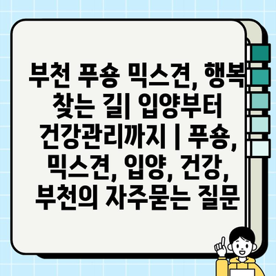 부천 푸숑 믹스견, 행복 찾는 길| 입양부터 건강관리까지 | 푸숑, 믹스견, 입양, 건강, 부천