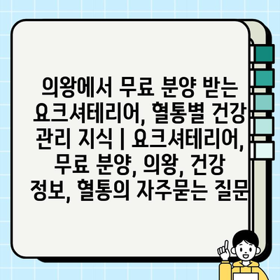 의왕에서 무료 분양 받는 요크셔테리어, 혈통별 건강 관리 지식 | 요크셔테리어, 무료 분양, 의왕, 건강 정보, 혈통