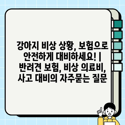 강아지 비상 상황, 보험으로 안전하게 대비하세요! | 반려견 보험, 비상 의료비, 사고 대비