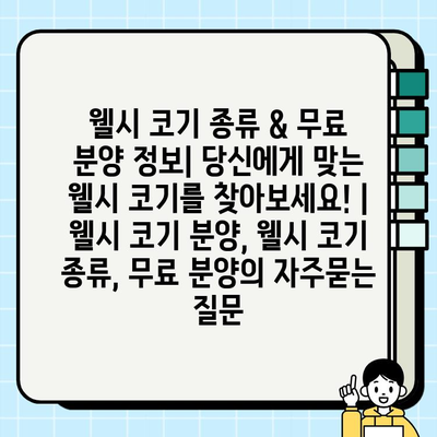 웰시 코기 종류 & 무료 분양 정보| 당신에게 맞는 웰시 코기를 찾아보세요! | 웰시 코기 분양, 웰시 코기 종류, 무료 분양