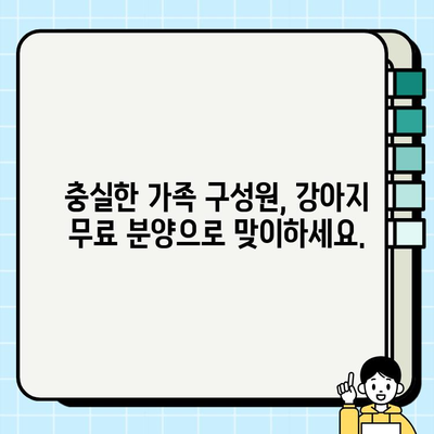 충실한 가족 구성원, 강아지 무료 분양으로 맞이하세요| 행복한 동반자를 찾아 드립니다 | 강아지 입양, 무료 분양, 애완견, 반려견