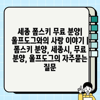 세종 폼스키 무료 분양| 울프도그와의 사랑 이야기 | 폼스키 분양, 세종시, 무료 분양, 울프도그