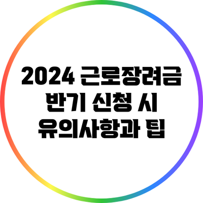 2024 근로장려금 반기 신청 시 유의사항과 팁