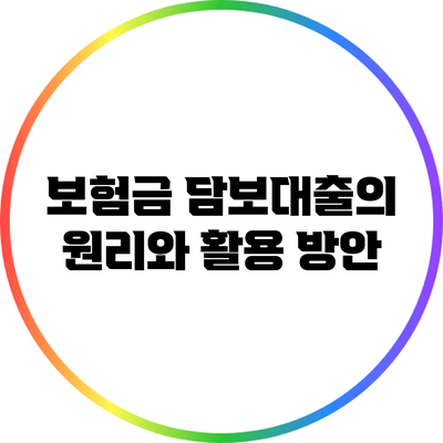 보험금 담보대출의 원리와 활용 방안