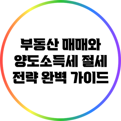 부동산 매매와 양도소득세 절세 전략 완벽 가이드