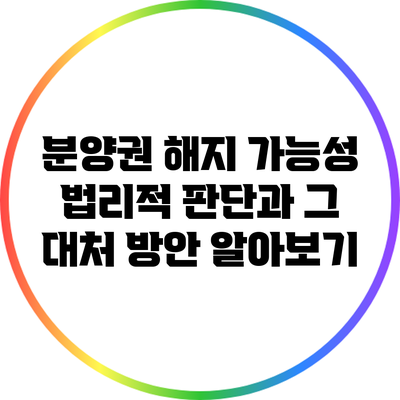 분양권 해지 가능성: 법리적 판단과 그 대처 방안 알아보기