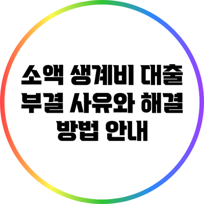 소액 생계비 대출 부결 사유와 해결 방법 안내