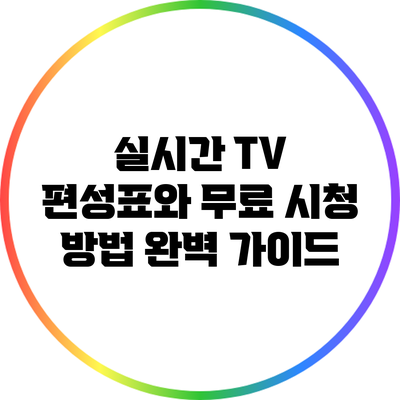 실시간 TV 편성표와 무료 시청 방법 완벽 가이드