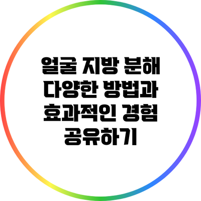 얼굴 지방 분해: 다양한 방법과 효과적인 경험 공유하기