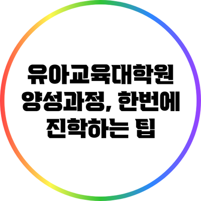 유아교육대학원 양성과정, 한번에 진학하는 팁