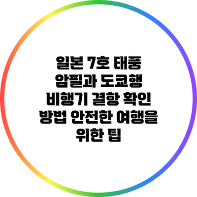 일본 7호 태풍 암필과 도쿄행 비행기 결항 확인 방법: 안전한 여행을 위한 팁