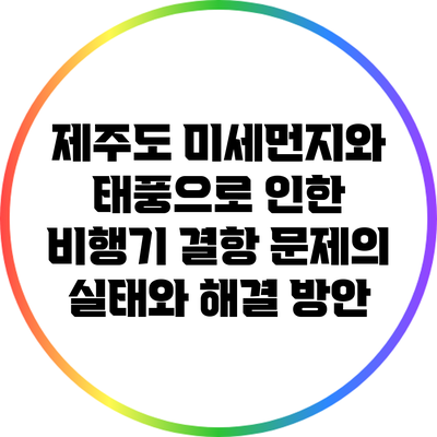 제주도 미세먼지와 태풍으로 인한 비행기 결항 문제의 실태와 해결 방안