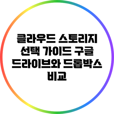 클라우드 스토리지 선택 가이드: 구글 드라이브와 드롭박스 비교