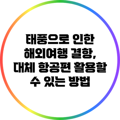 태풍으로 인한 해외여행 결항, 대체 항공편 활용할 수 있는 방법