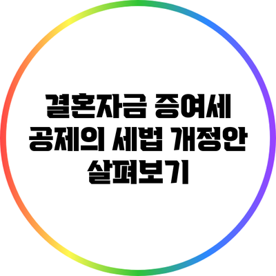 결혼자금 증여세 공제의 세법 개정안 살펴보기