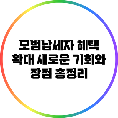모범납세자 혜택 확대: 새로운 기회와 장점 총정리