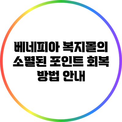 베네피아 복지몰의 소멸된 포인트 회복 방법 안내