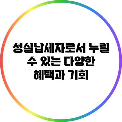 성실납세자로서 누릴 수 있는 다양한 혜택과 기회