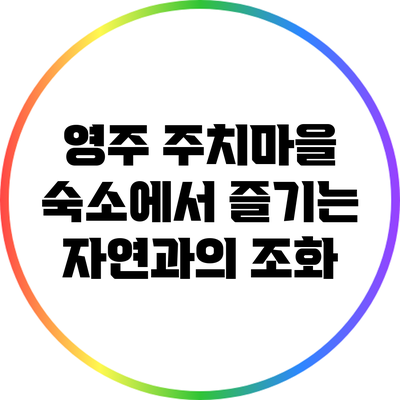 영주 주치마을 숙소에서 즐기는 자연과의 조화