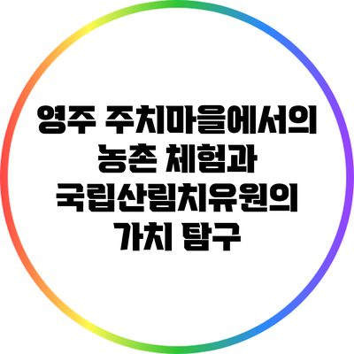 영주 주치마을에서의 농촌 체험과 국립산림치유원의 가치 탐구