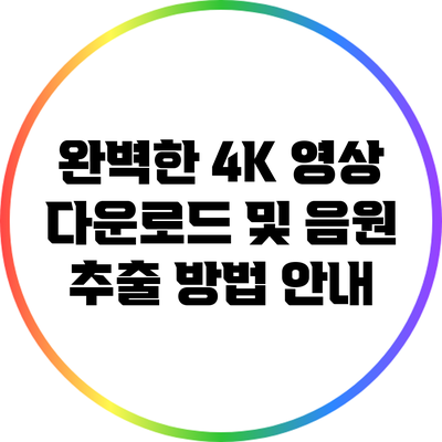 완벽한 4K 영상 다운로드 및 음원 추출 방법 안내
