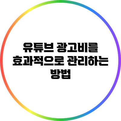 유튜브 광고비를 효과적으로 관리하는 방법