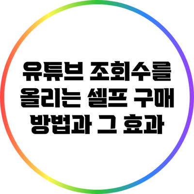 유튜브 조회수를 올리는 셀프 구매 방법과 그 효과