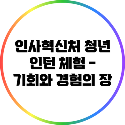 인사혁신처 청년 인턴 체험 - 기회와 경험의 장