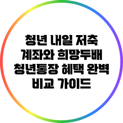 청년 내일 저축 계좌와 희망두배 청년통장 혜택 완벽 비교 가이드
