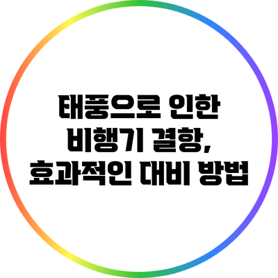 태풍으로 인한 비행기 결항, 효과적인 대비 방법