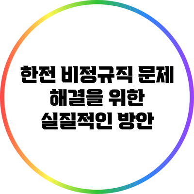 한전 비정규직 문제 해결을 위한 실질적인 방안