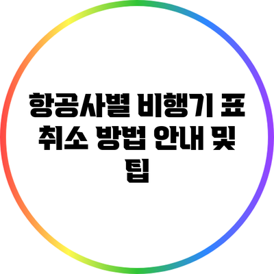 항공사별 비행기 표 취소 방법 안내 및 팁