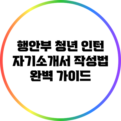 행안부 청년 인턴 자기소개서 작성법 완벽 가이드