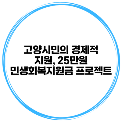 고양시민의 경제적 지원, 25만원 민생회복지원금 프로젝트