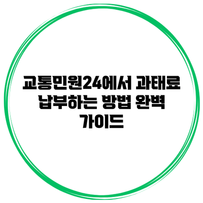 교통민원24에서 과태료 납부하는 방법 완벽 가이드
