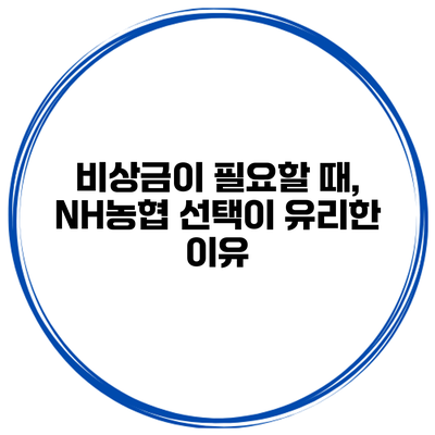 비상금이 필요할 때, NH농협 선택이 유리한 이유