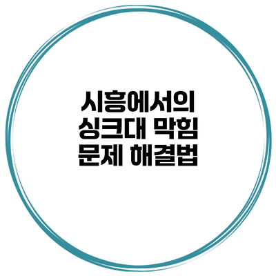 시흥에서의 싱크대 막힘 문제 해결법