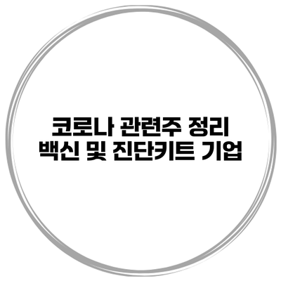 코로나 관련주 정리 백신 및 진단키트 기업