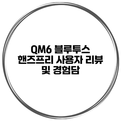 QM6 블루투스 핸즈프리 사용자 리뷰 및 경험담