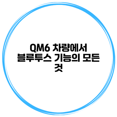 QM6 차량에서 블루투스 기능의 모든 것