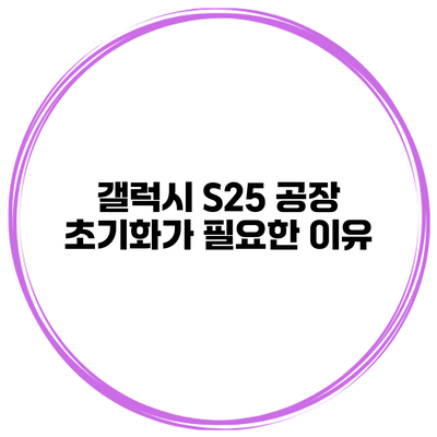 갤럭시 S25 공장 초기화가 필요한 이유