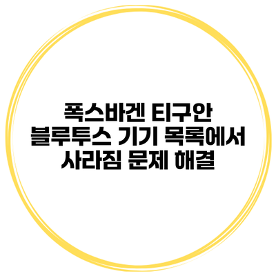 폭스바겐 티구안 블루투스 기기 목록에서 사라짐 문제 해결